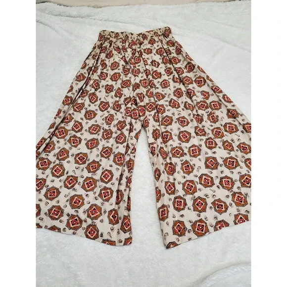 Vintage Cropped Wide Leg Pants 12 Vest Top Medium Set Outfit Bohemian Festival - Picture 8 of 16